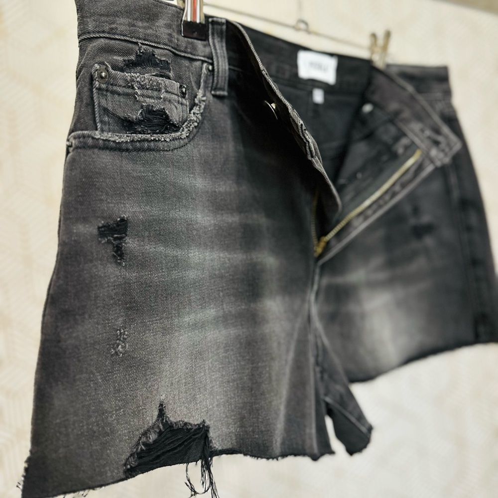 PISTOLA Black Distressed Denim Shorts (High Rise) Size 30